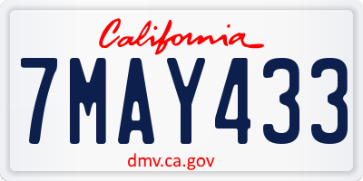 CA license plate 7MAY433