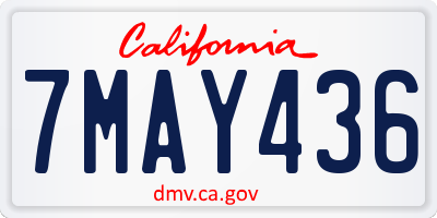 CA license plate 7MAY436