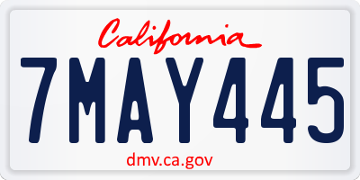 CA license plate 7MAY445