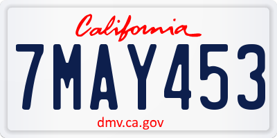 CA license plate 7MAY453