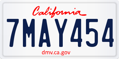 CA license plate 7MAY454