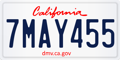 CA license plate 7MAY455