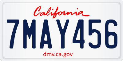 CA license plate 7MAY456