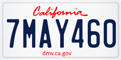 CA license plate 7MAY460