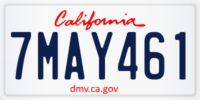 CA license plate 7MAY461