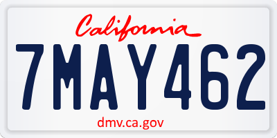 CA license plate 7MAY462