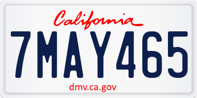 CA license plate 7MAY465