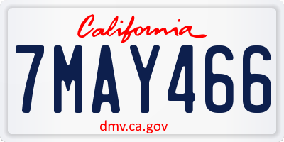 CA license plate 7MAY466