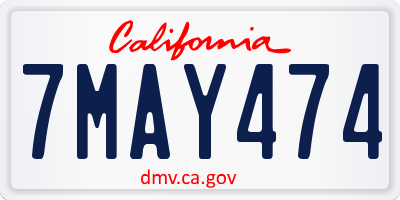 CA license plate 7MAY474