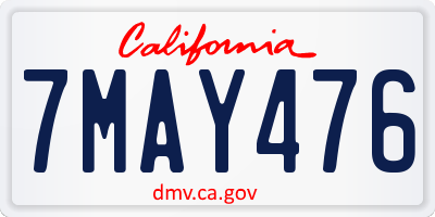 CA license plate 7MAY476