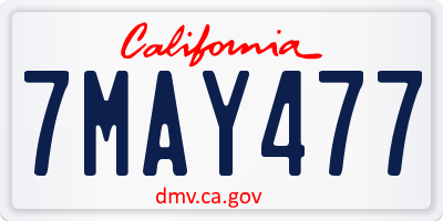 CA license plate 7MAY477