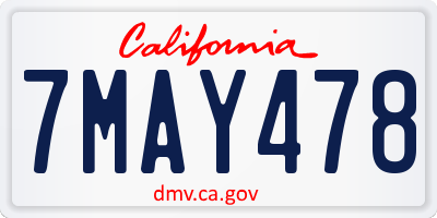 CA license plate 7MAY478