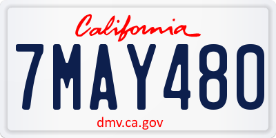 CA license plate 7MAY480