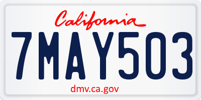 CA license plate 7MAY503