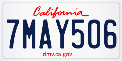 CA license plate 7MAY506
