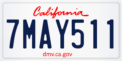 CA license plate 7MAY511