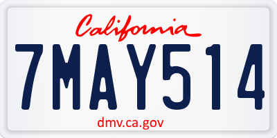CA license plate 7MAY514