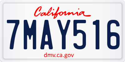 CA license plate 7MAY516