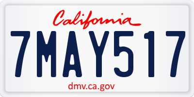 CA license plate 7MAY517
