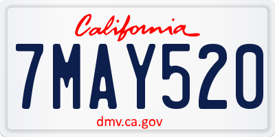 CA license plate 7MAY520