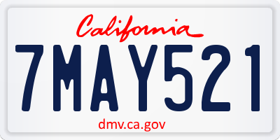 CA license plate 7MAY521