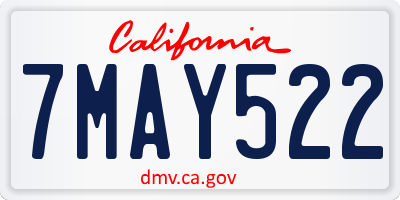 CA license plate 7MAY522