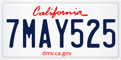 CA license plate 7MAY525