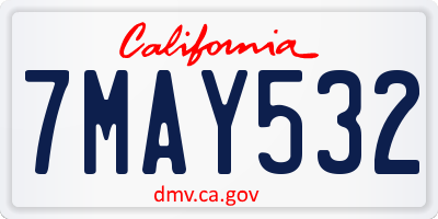 CA license plate 7MAY532
