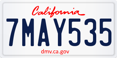 CA license plate 7MAY535
