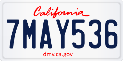 CA license plate 7MAY536