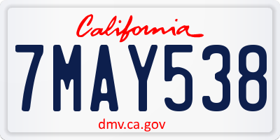 CA license plate 7MAY538