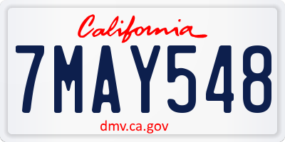 CA license plate 7MAY548