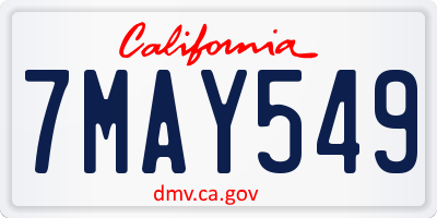 CA license plate 7MAY549