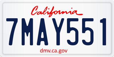 CA license plate 7MAY551