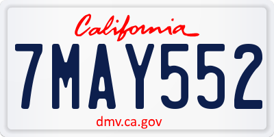 CA license plate 7MAY552