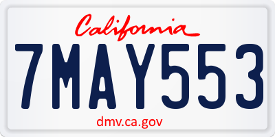 CA license plate 7MAY553