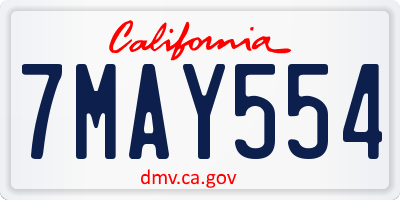CA license plate 7MAY554