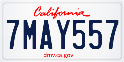 CA license plate 7MAY557