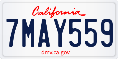 CA license plate 7MAY559