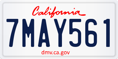 CA license plate 7MAY561