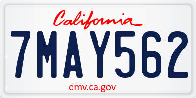 CA license plate 7MAY562