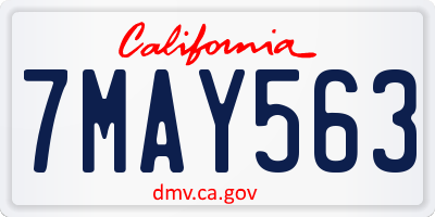 CA license plate 7MAY563