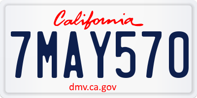 CA license plate 7MAY570