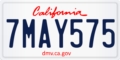 CA license plate 7MAY575