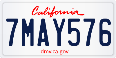 CA license plate 7MAY576