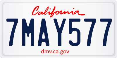 CA license plate 7MAY577