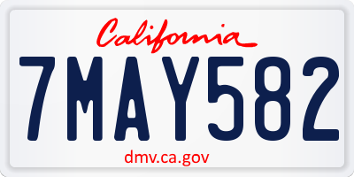 CA license plate 7MAY582