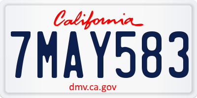 CA license plate 7MAY583