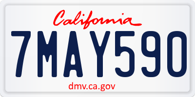 CA license plate 7MAY590