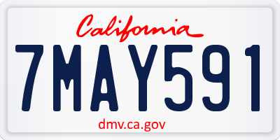 CA license plate 7MAY591